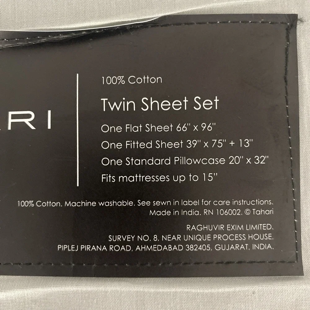 Tahari Home Sheet Set TWIN Sage Green 100% Cotton Crisp Natural Earthy Neutral